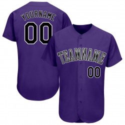 Custom Purple Black-White Baseball Jersey