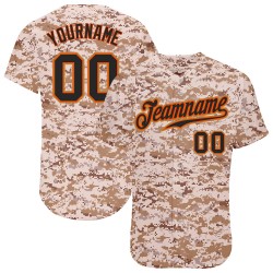 Custom Camo Black-Orange Authentic Baseball Jersey