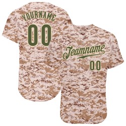 Custom Camo Olive-Cream Authentic Baseball Jersey