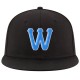 Custom Black Powder Blue-White Stitched Adjustable Snapback Hat